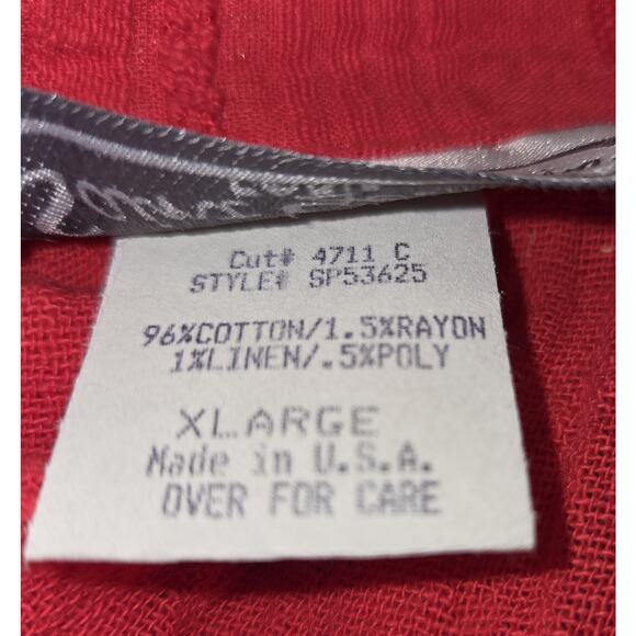 Saint Germain Paris Red Blouse Top XL Crinkled Gauze Lagenlook VTG 90s Button Up - Picture 10 of 16